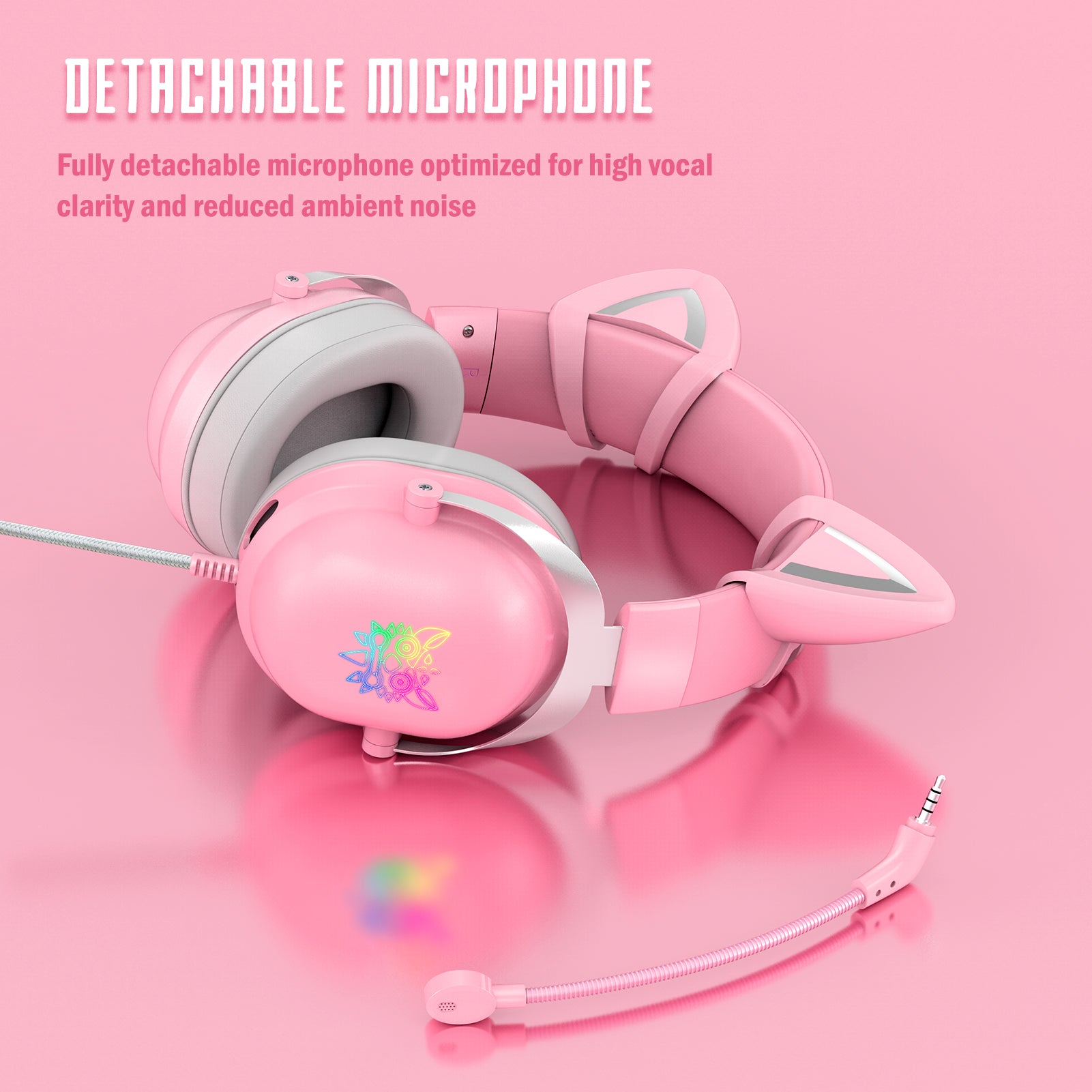 ONIKUMA X11 Gaming Headset med aftageligt Cat Ear RGB-støjreduktion over øret ONIKUMA X11 Gaming Headset med aftageligt Cat Ear RGB-støjreduktion over øret